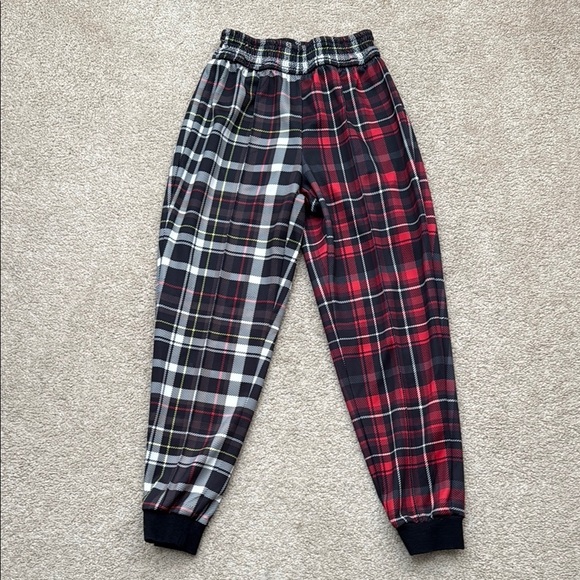 Alice + Olivia Tokyo Combo Two Toned Plaid Hi Tech Red/Black Joggers Size XS - Picture 2 of 10